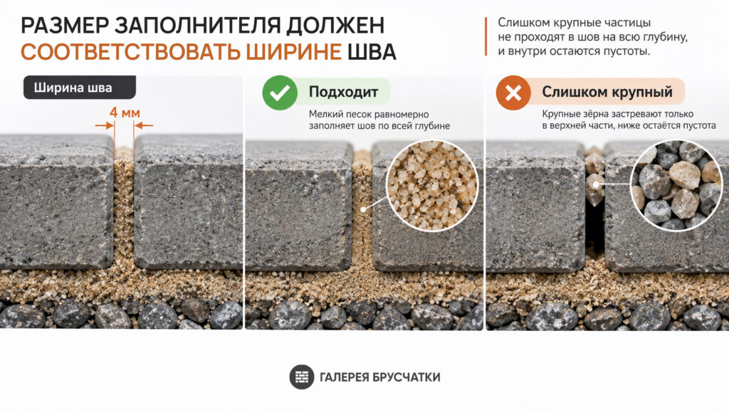 Какого размера должен быть песок для заполнения швов тротуарной плитки